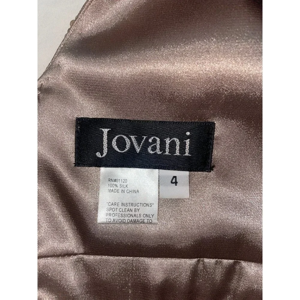 JOVANi Cap Sleeve V-neck Mini Gold Iridescent Sequins Size 4 party new year prom - Picture 5 of 9